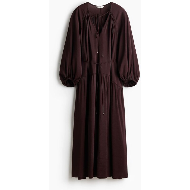 H&M - Oversized tunikové šaty - Tmavě Hnědá