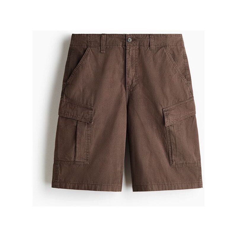 H&M - Bavněné šortky cargo Loose Fit - Hnědá