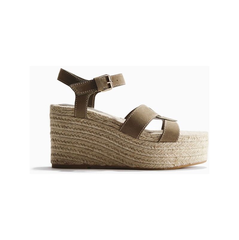 H&M - Espadrilkys klínovým podpatkem - zelená 114835593