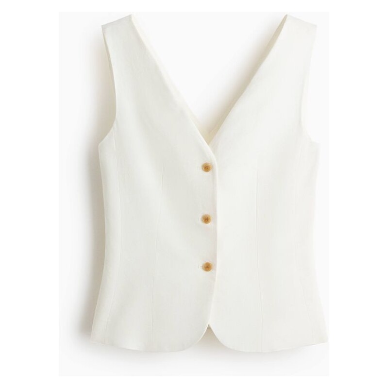 H&M - Vesta ze směsi lnu - bílá 114835748
