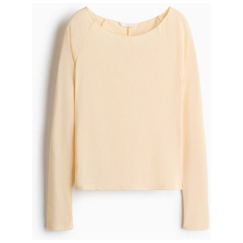 H&M - Top z jemného úpletus lodičkovým výstřihem - žlutá 114835821