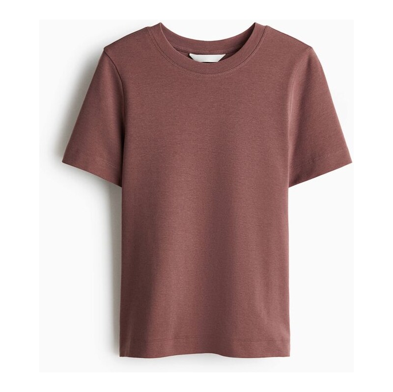 H&M - Bavlněné tričko - Tlumená Tmavě Růžová