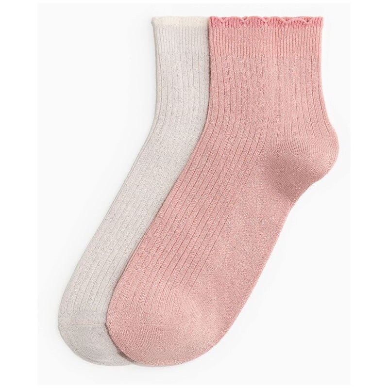 H&M - 2-pack glittery socks - béžová 114835826