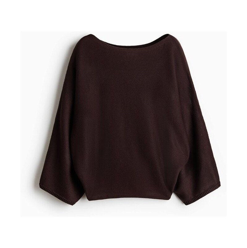 H&M - Svetrs netopýřím rukávem - hnědá 114835880