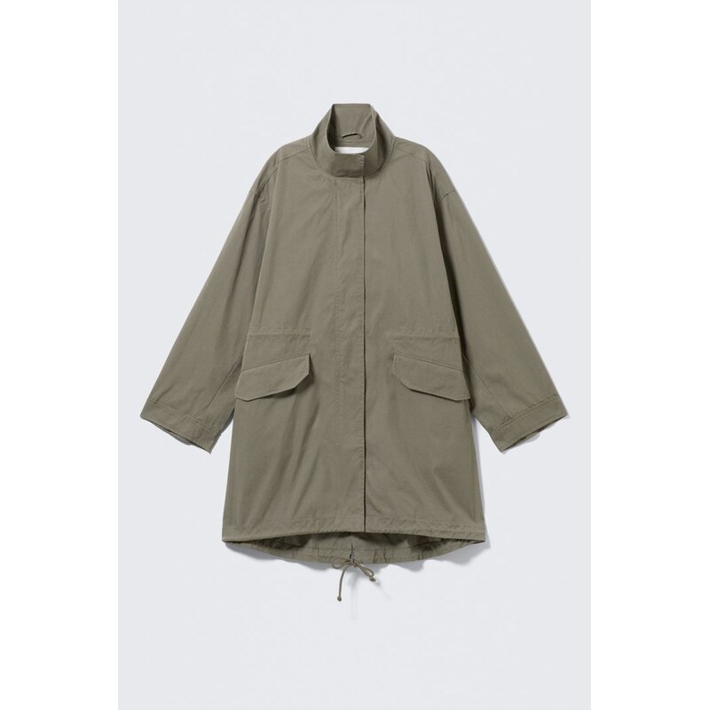 H&M - Plátěná Parkas Volným Střihem a Komínovým Límcem - zelená 114835923