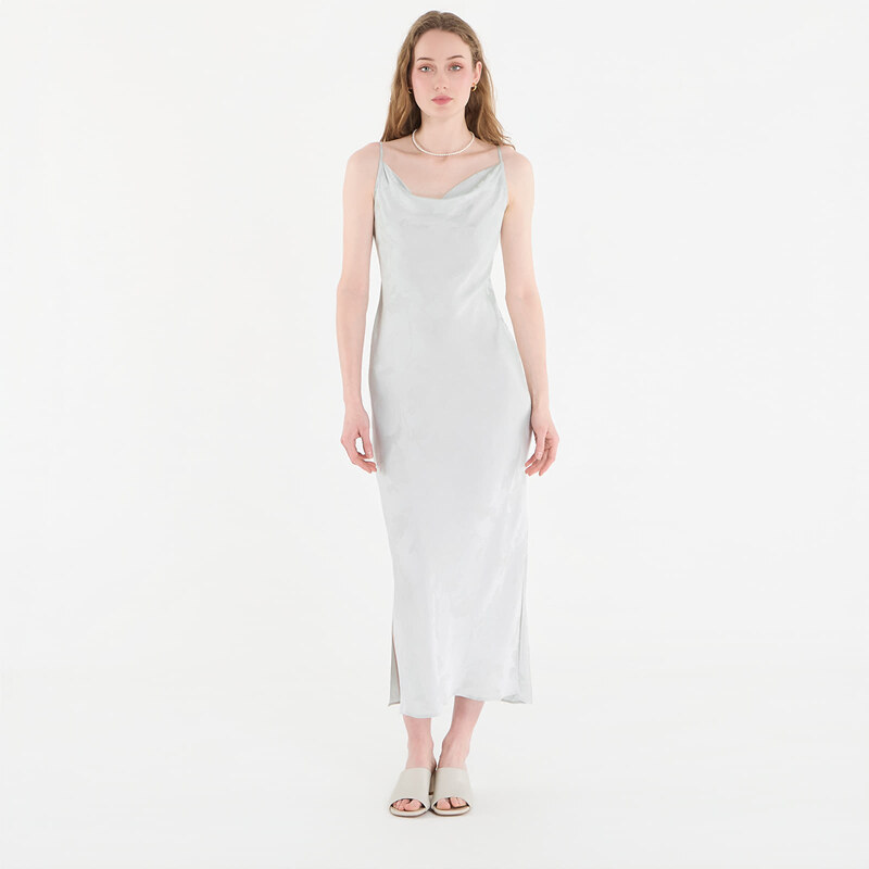 Šaty Calvin Klein Viscose Jacquard Maxi Slip Dress Green M