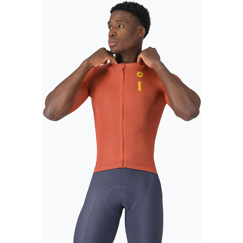 Pánský cyklistický dres Castelli Drittone Logo paprika/mango
