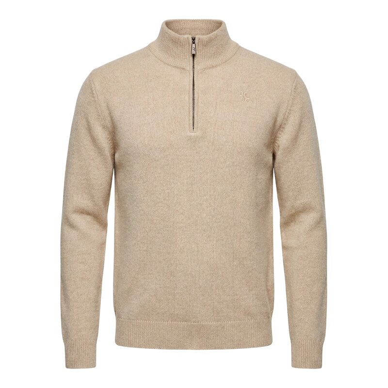 BILLIONAIRE Half Zip Beige svetr