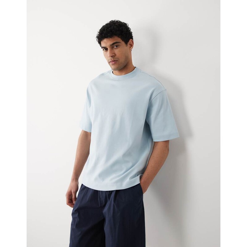 Selected heavyweight 300gsm oversized t-shirt in light blue