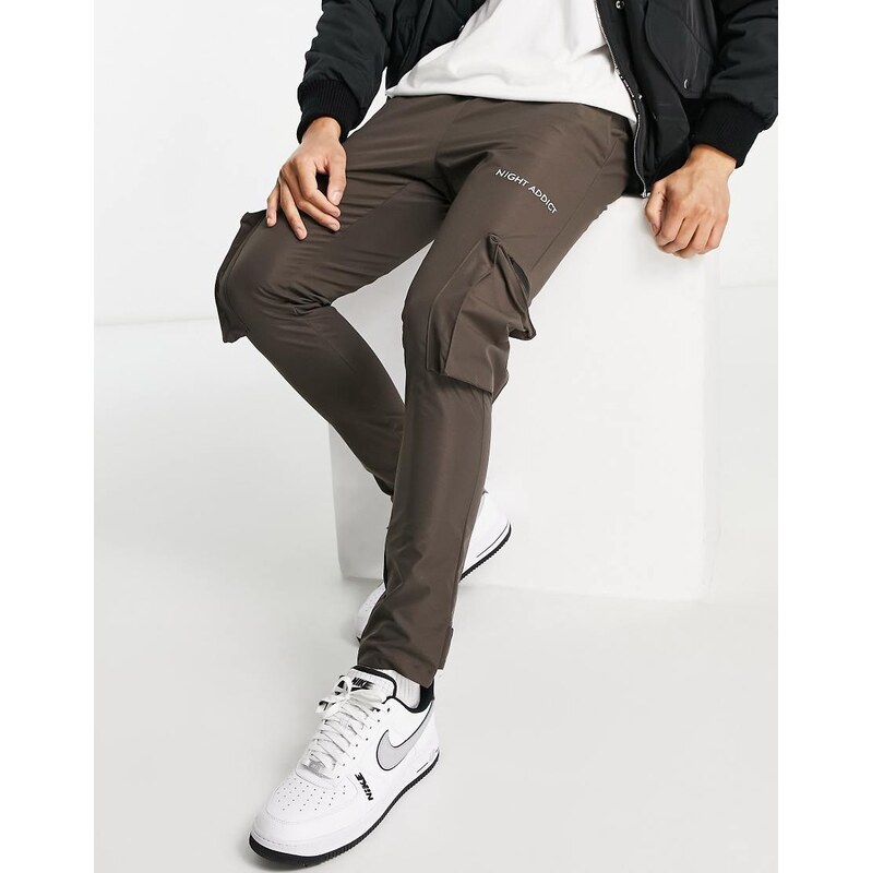 Night Addict tapered elasticated utility trousers with cuff