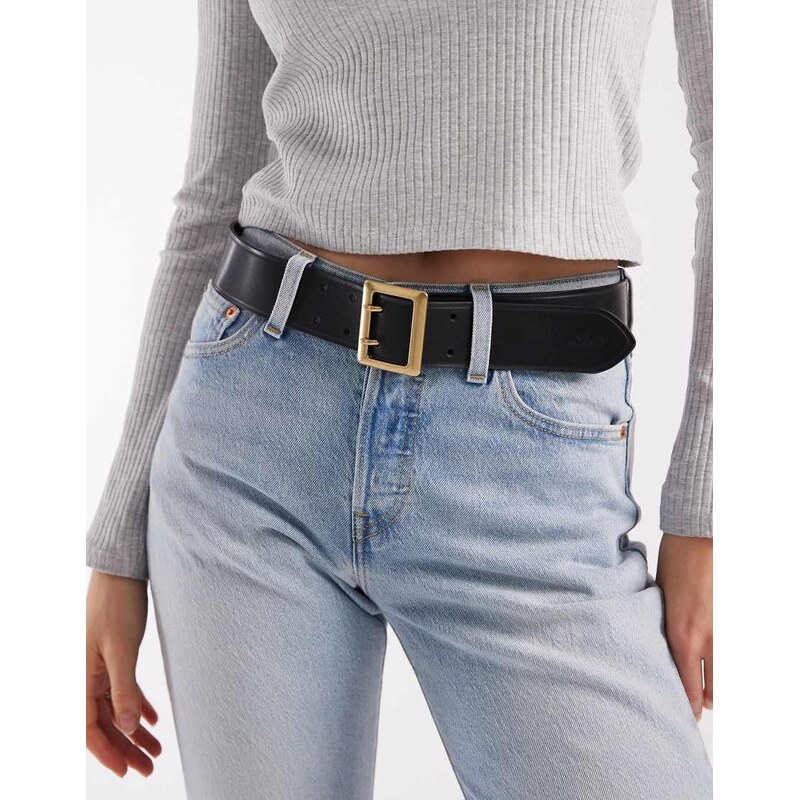 Levis leather small rectangle leather belt in black 114837958