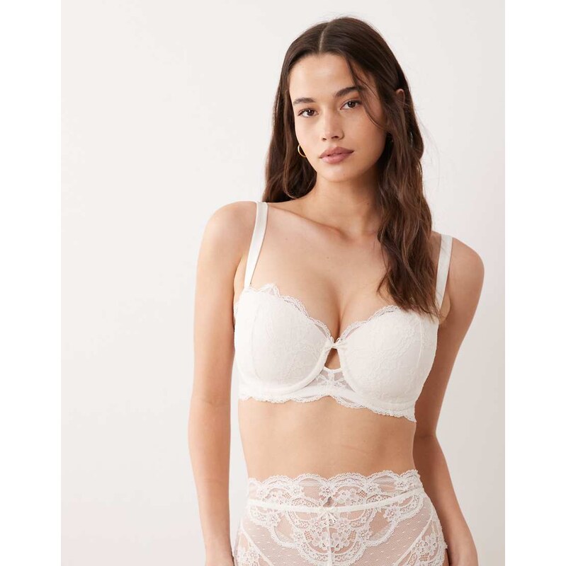 ASOS DESIGN Fuller Bust Bridal Lola lace balcony underwired bra in 115514836