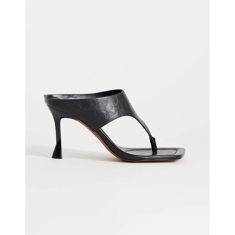Topshop Elodie toe thong heeled mule in black 114975019