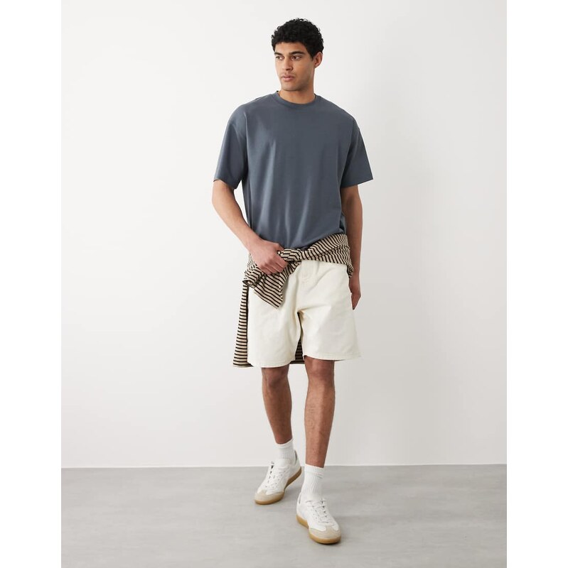 Jack & Jones carpenter denim shorts in white