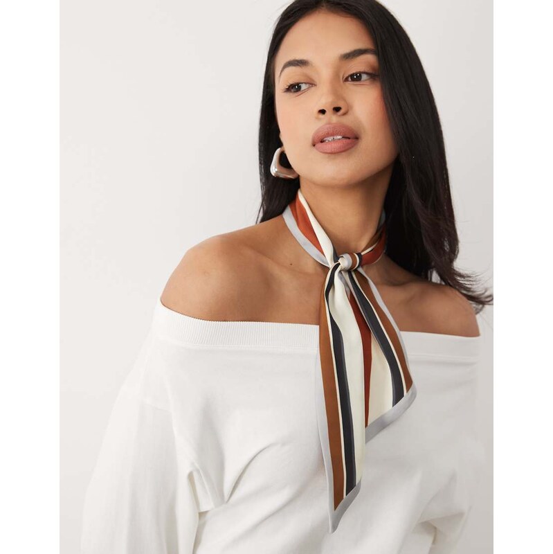 ASOS DESIGN stripe print skinny scarf-Multi 114838108