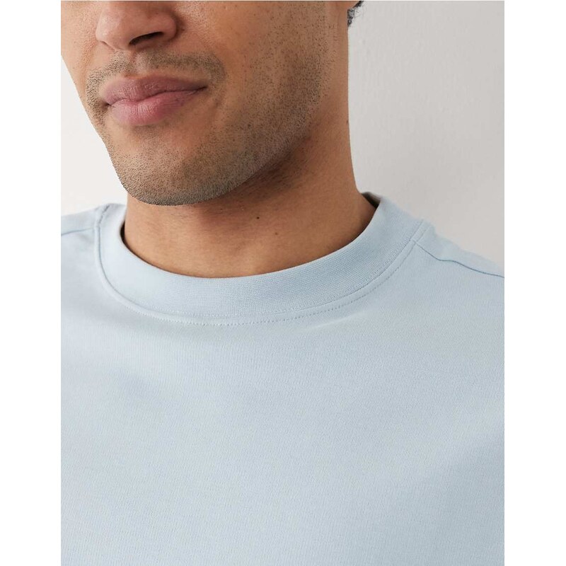 Selected heavyweight 300gsm oversized t-shirt in light blue