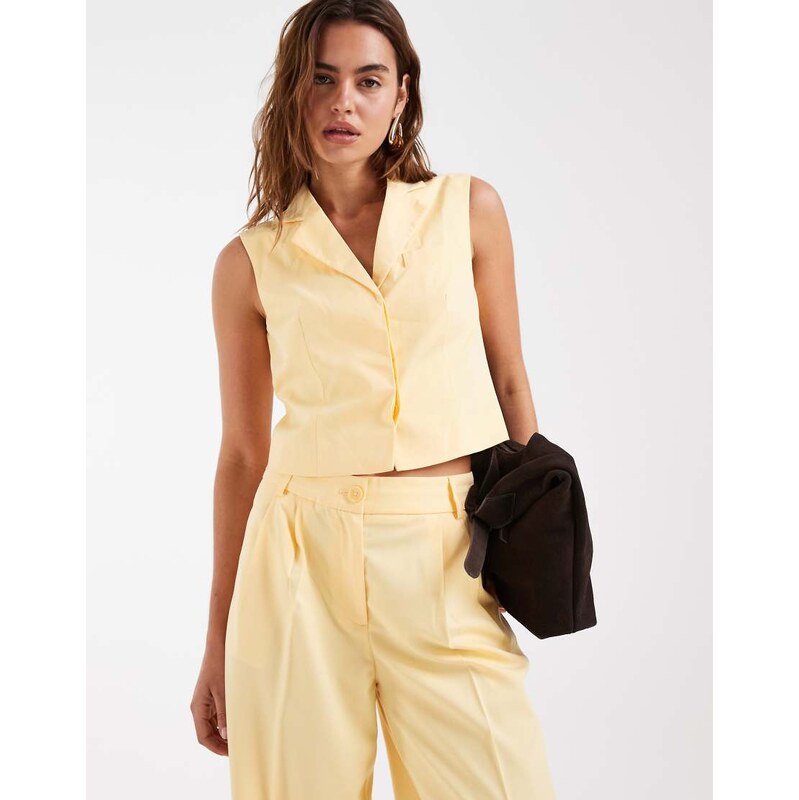 Vero Moda tailored boxy waistcoat co-ord in golden yellow