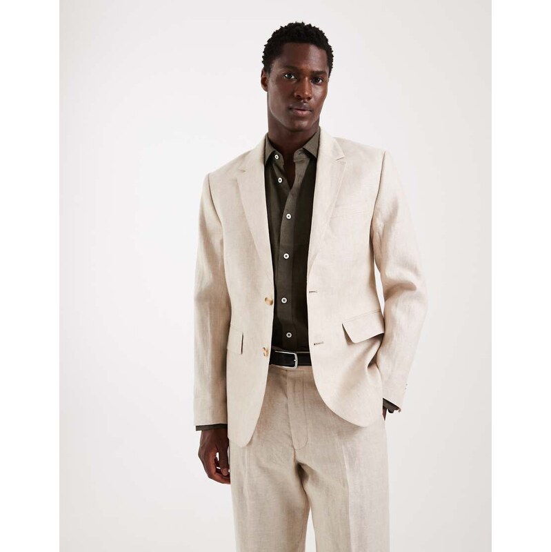 Abercrombie & Fitch linen blend slim fit single breasted blazer co-ord 114838154