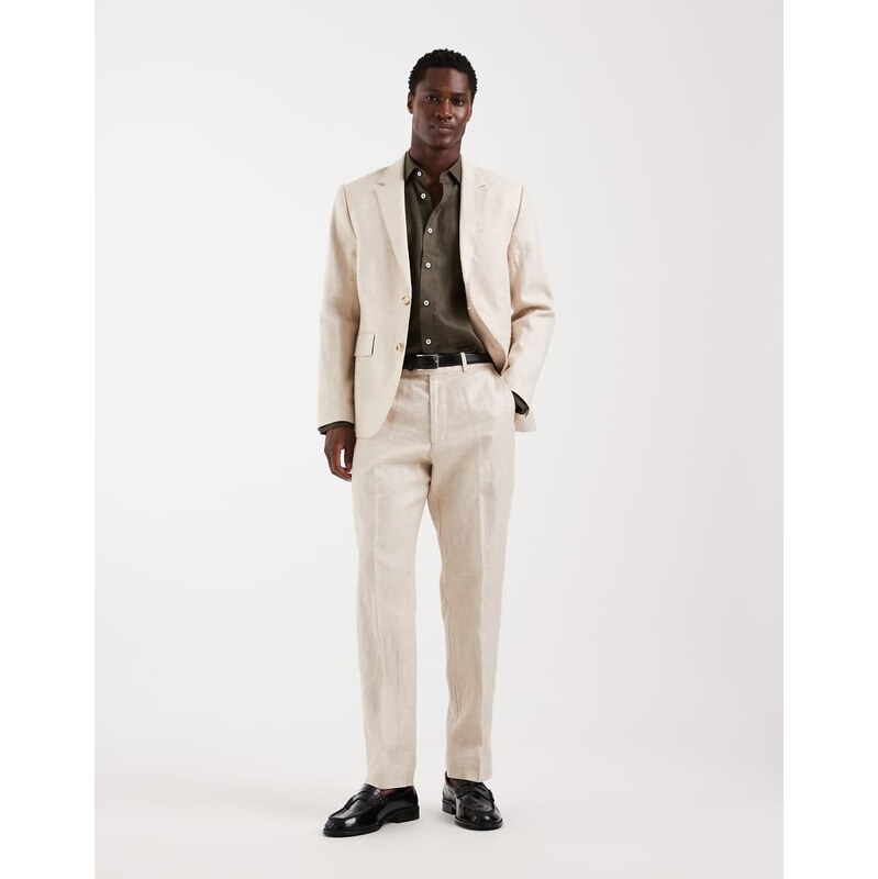 Abercrombie & Fitch linen collins slim suit trousers co-ord in beige 114838158