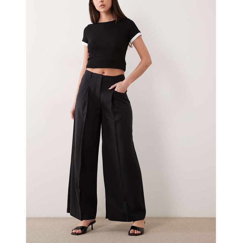 Mango flowy tailored trouser in black