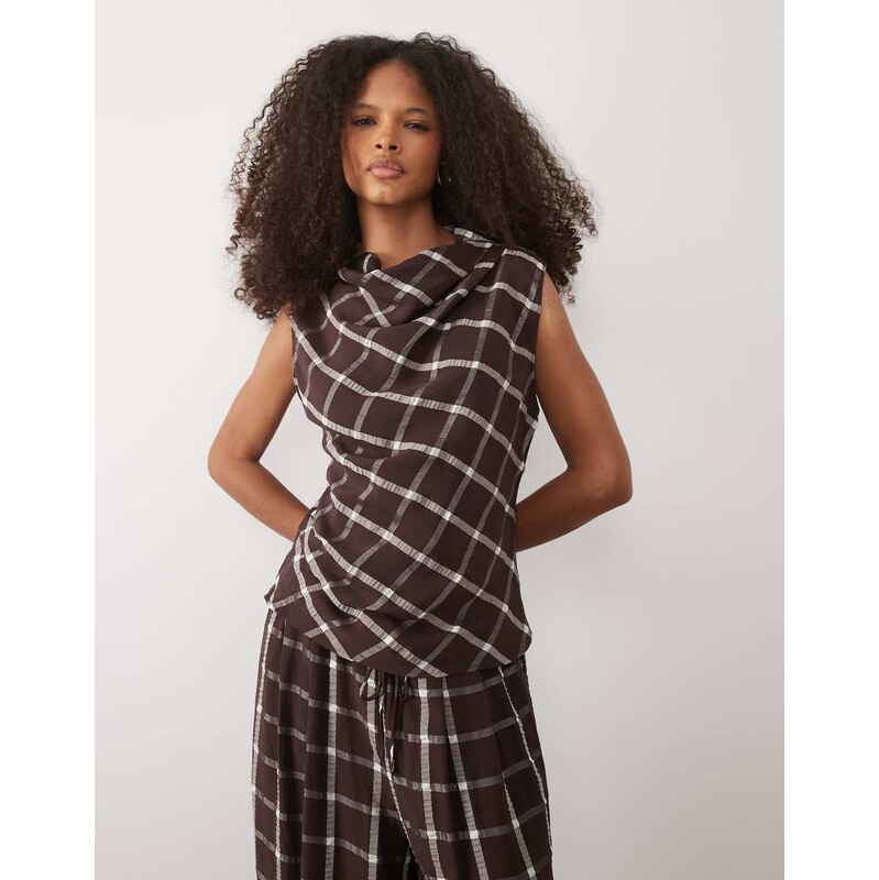 Mango Marmol asymmetric nipped waist sleeveless top co-ord in deep red 114838194
