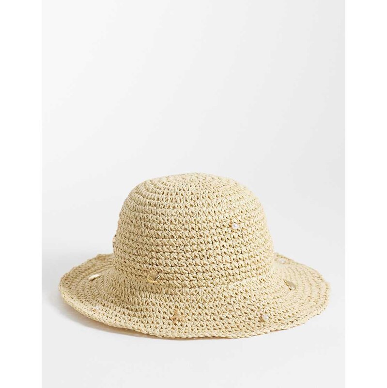 Accessorize charmy straw bucket hat in tan-Brown 115029878