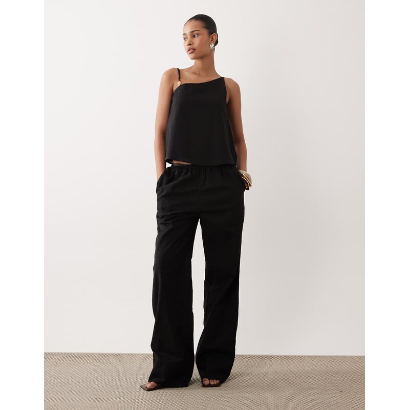 SNDYS linen blend elasticated waist wide leg trousers co-ord in