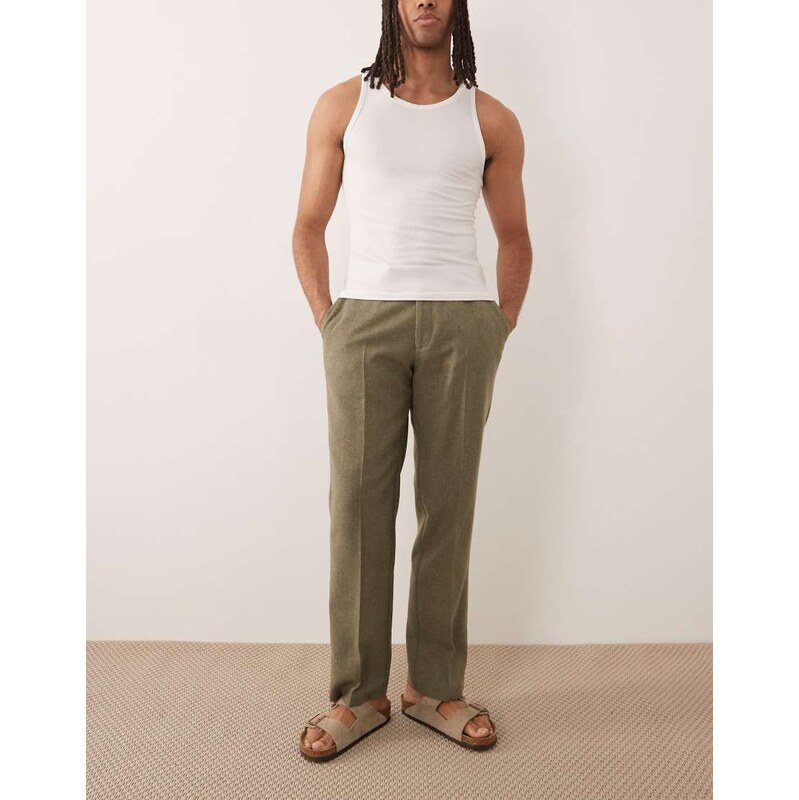 ASOS DESIGN tailored straight leg trousers with wool blend in