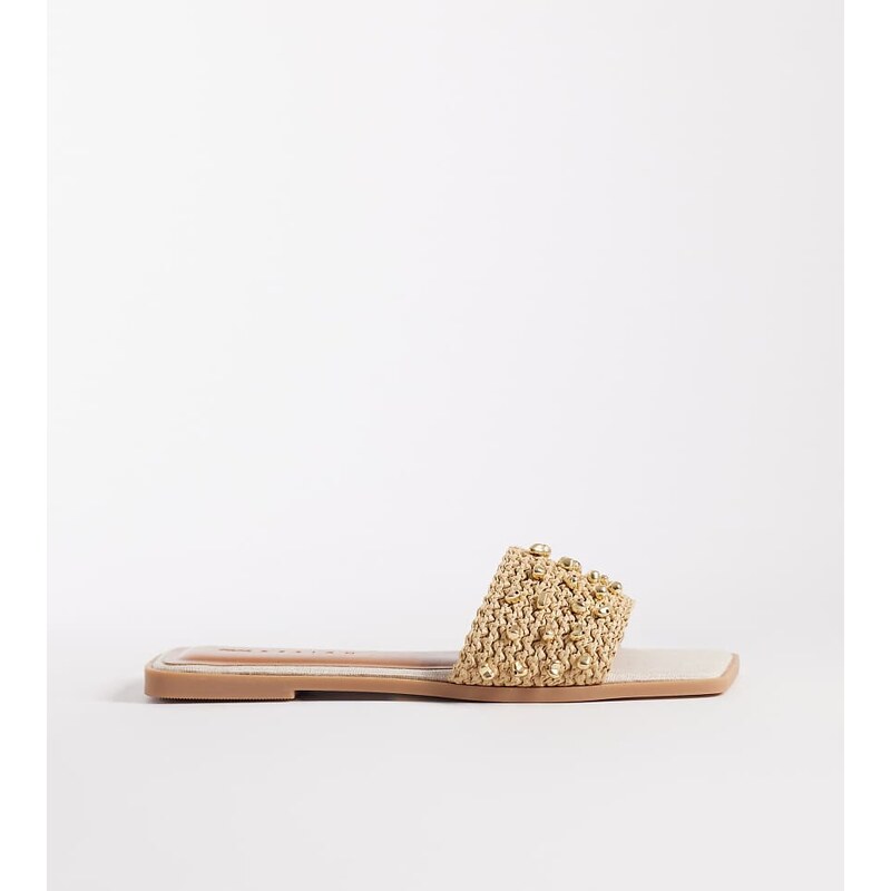 ASOS DESIGN Wide Fit Frida beaded flat sandals with coloured