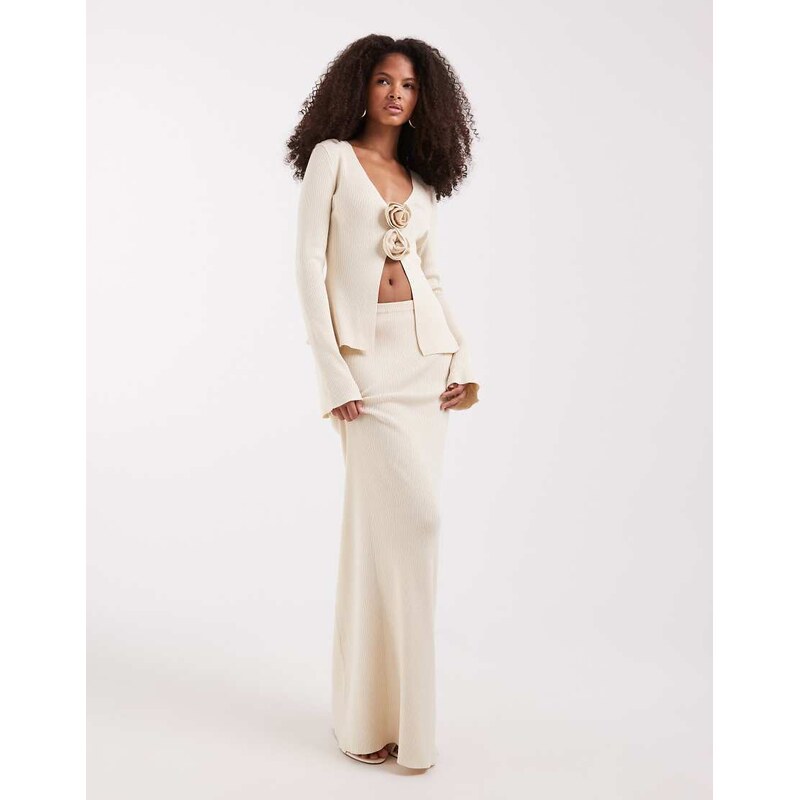 Pretty Lavish knitted maxi skirt co-ord in stone-Neutral 114969228