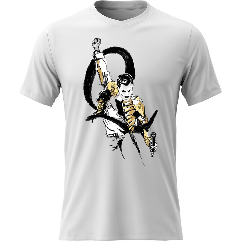 Giftela Dámské bavlněné tričko s potiskem - FREDDIE MERCURY - bílé 114837107