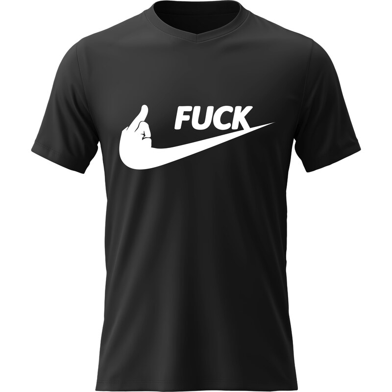 Pánské bavlněné tričko s potiskem - FUCK - černé