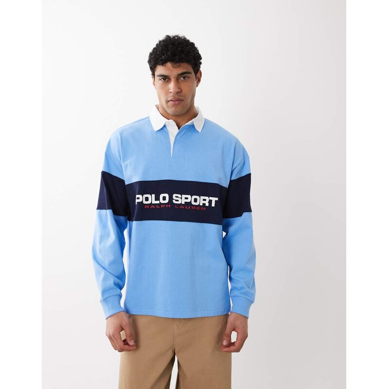 Polo Ralph Lauren Sport oversized rugby polo in blue-Navy