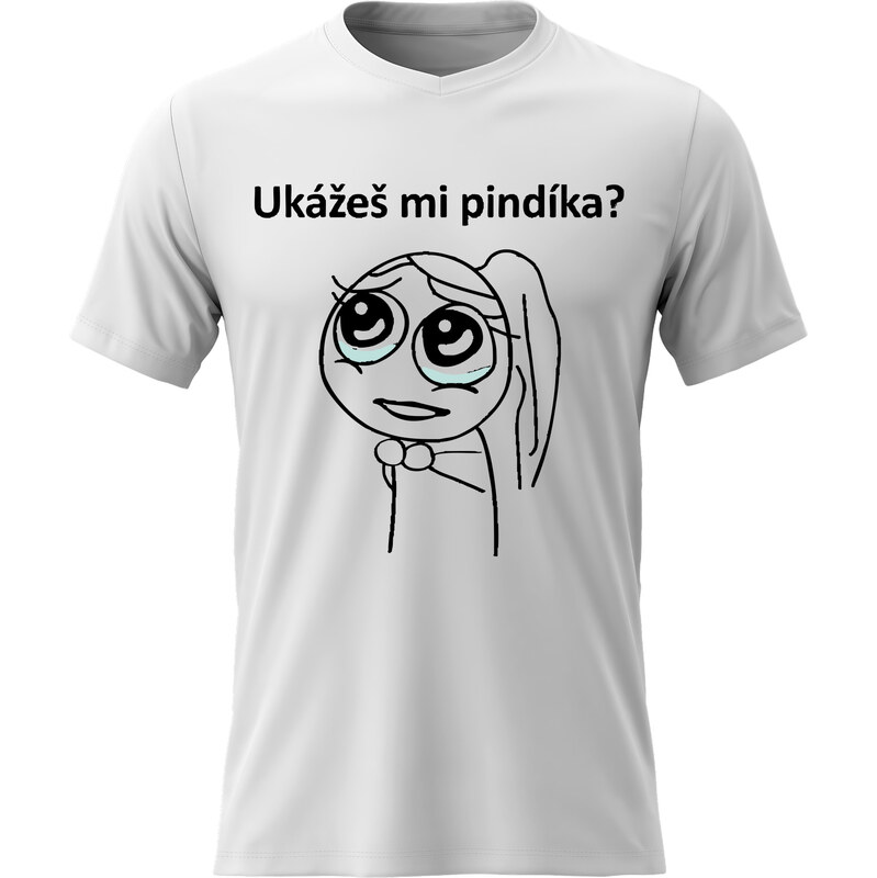 Giftela Dámské bavlněné tričko s potiskem - UKÁŽEŠ MI PINDÍKA? - bílé 114837108