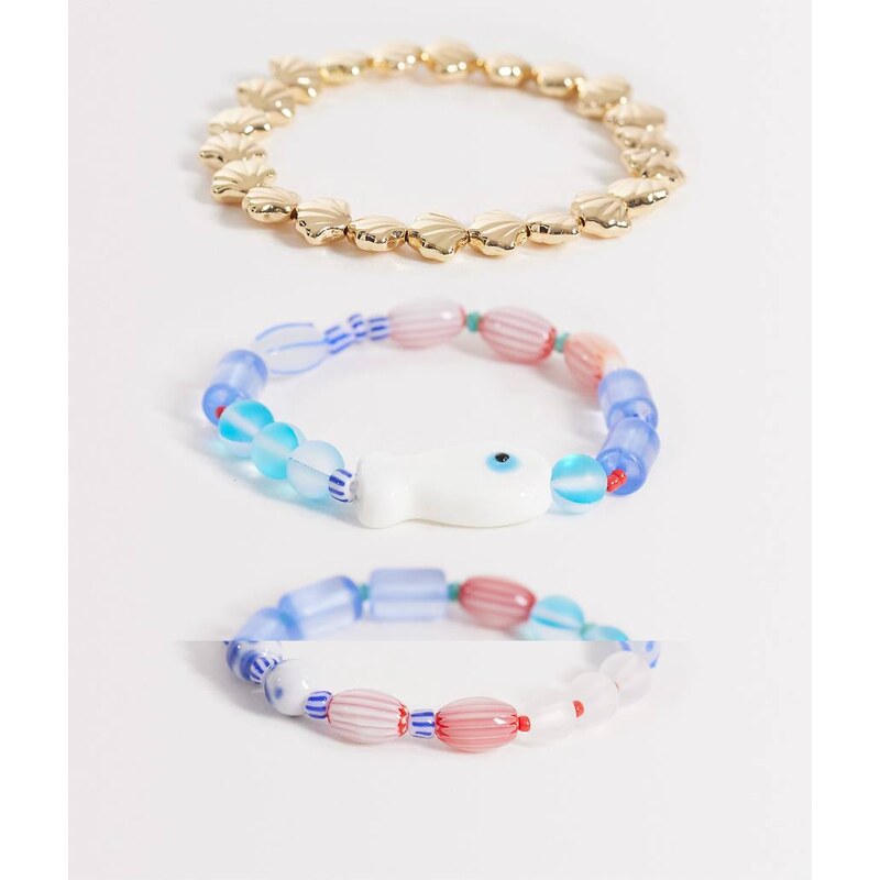 Accessorize pack of 3 frosty fish strech bangles in multi 115030000