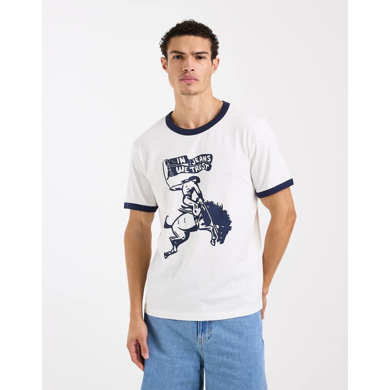 Wrangler ringer tee in worn white