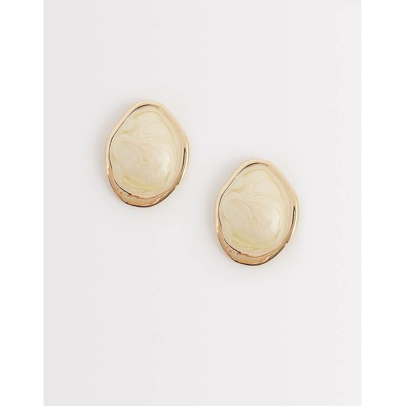DesignB London pearlised enamel stud earrings in gold 115033860