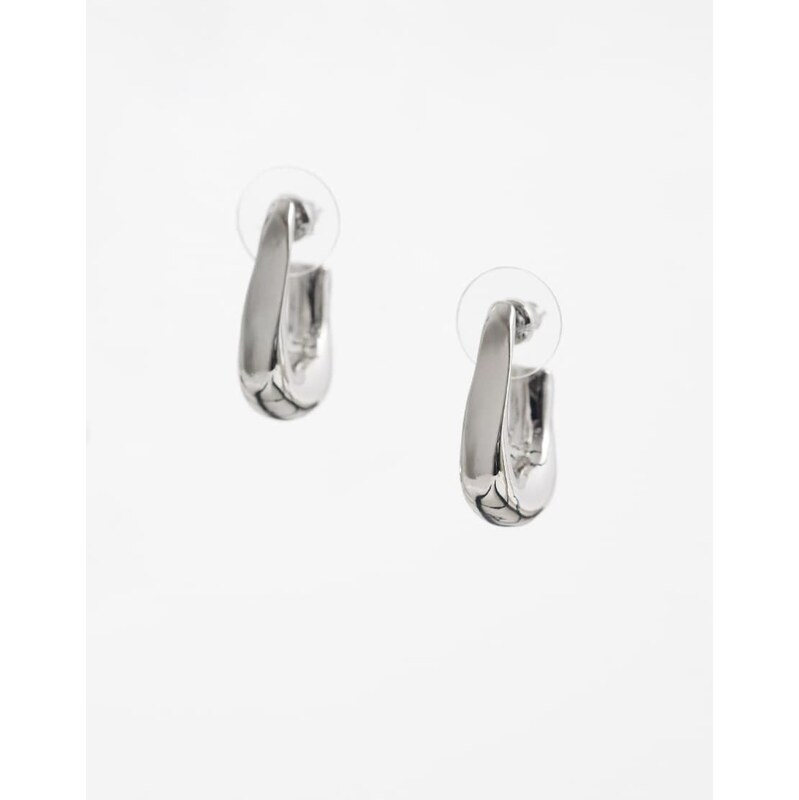 DesignB London molten hoop earrings in silver