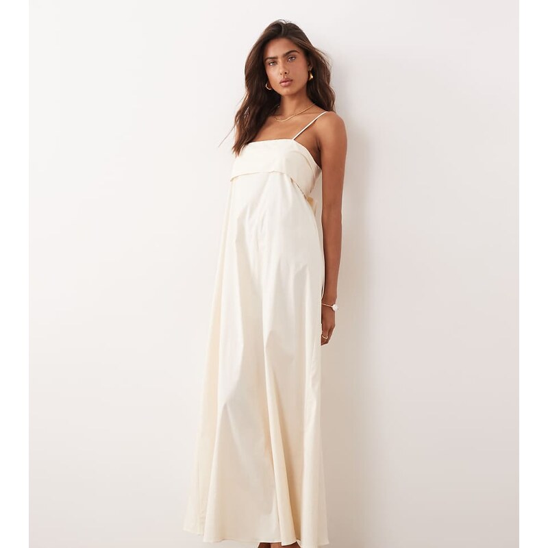 Kaiia exclusive stretch cotton rich foldover drape detail cami