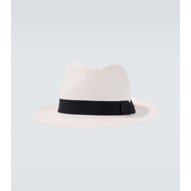 Pánovský Brioni Panama klobouk v barvě Ivory/Midnight Blue