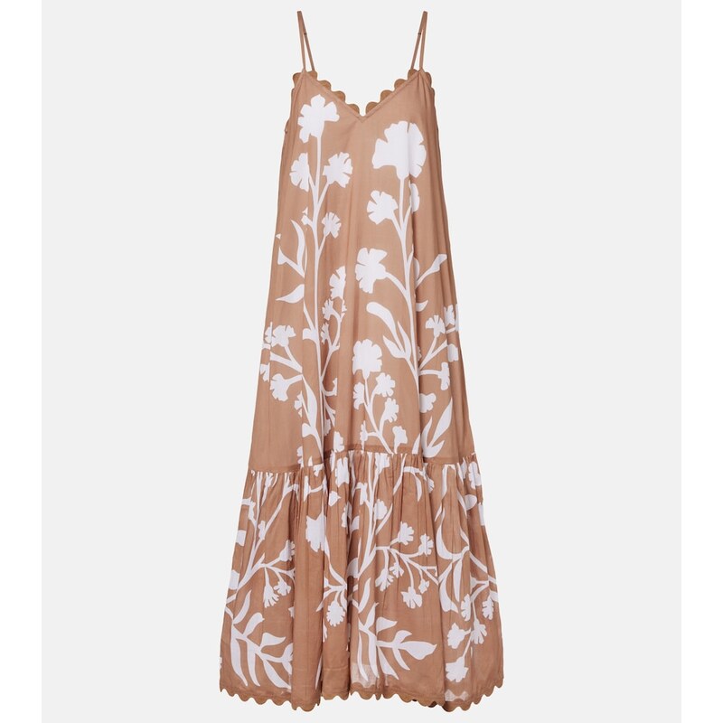 Juliet Dunn Floral scalloped cotton midi dress