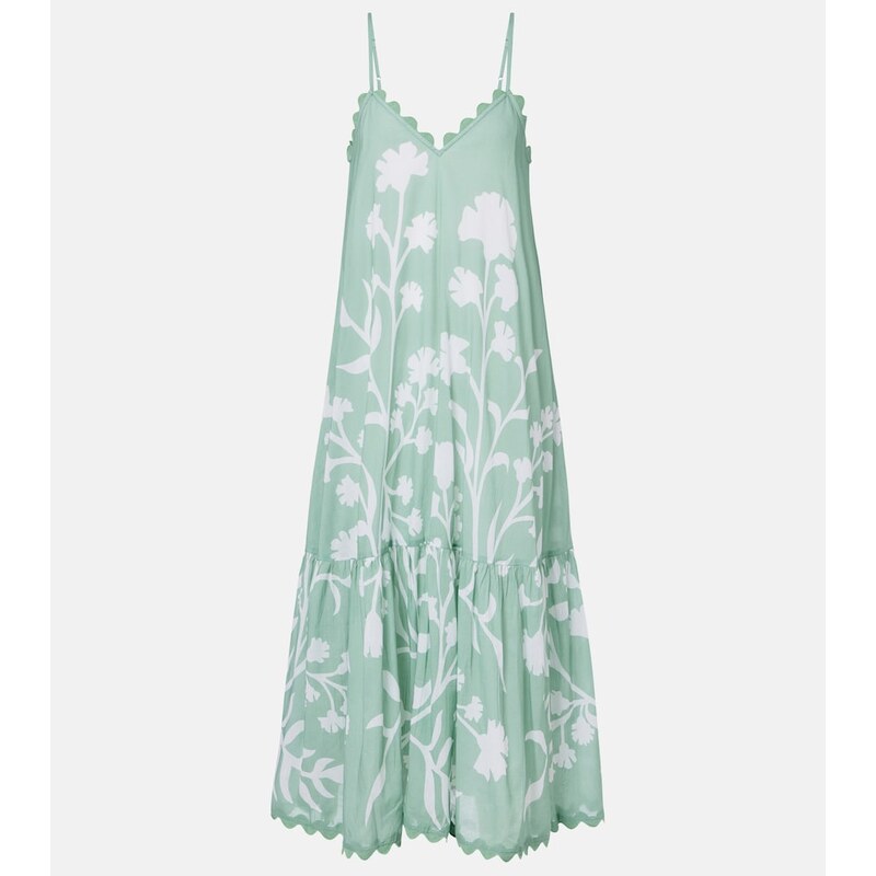 Juliet Dunn Floral scalloped cotton midi dress