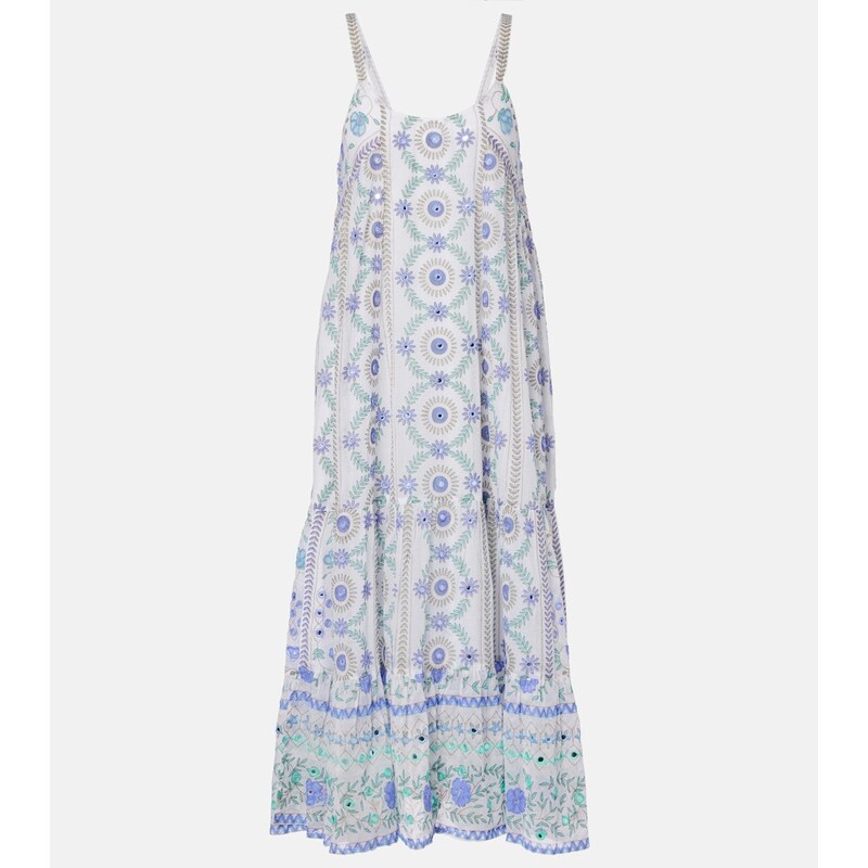 Juliet Dunn Embellished floral cotton midi dress