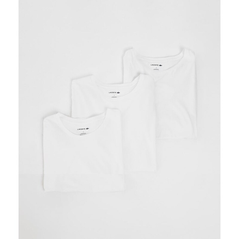 Lacoste 3 pack loungewear t-shirt in white