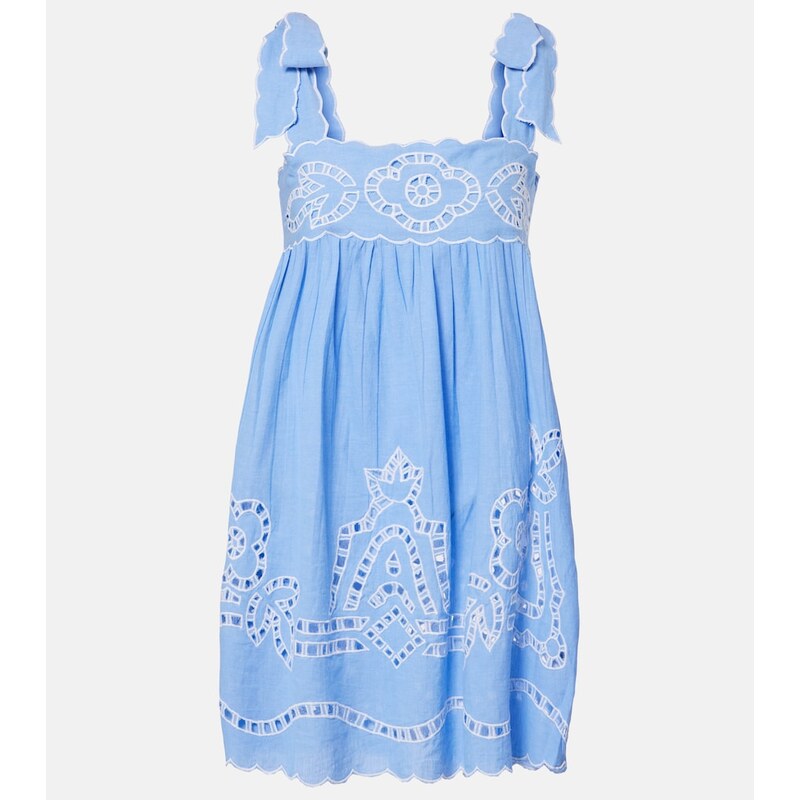 Juliet Dunn Broderie anglaise scalloped cotton minidress