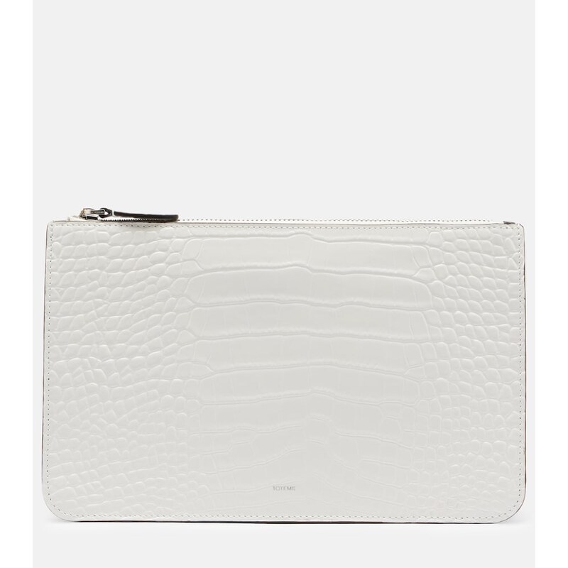 Toteme Threefold croc-effect leather clutch
