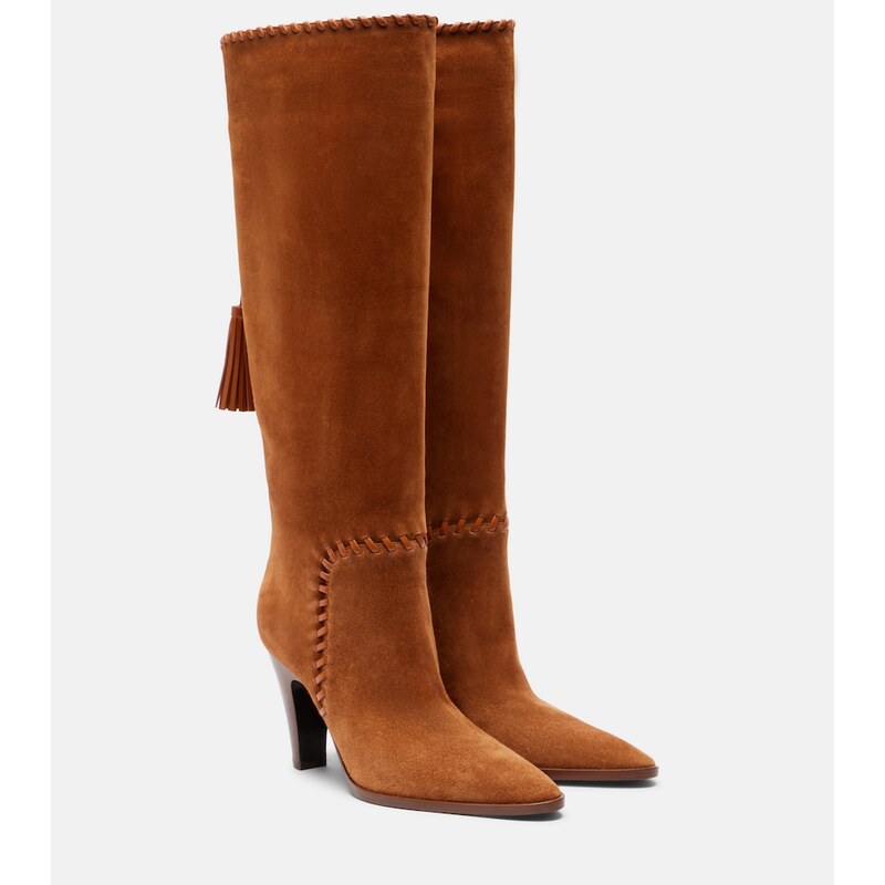 Gianvito Rossi Zaira leather-trimmed suede knee-high boots