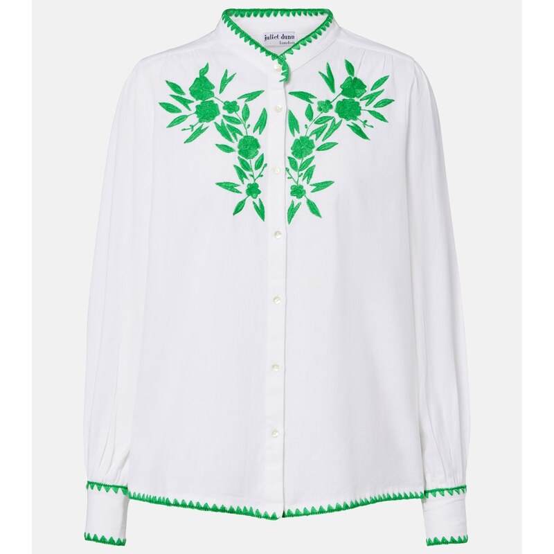 Juliet Dunn Embroidered cotton and linen shirt