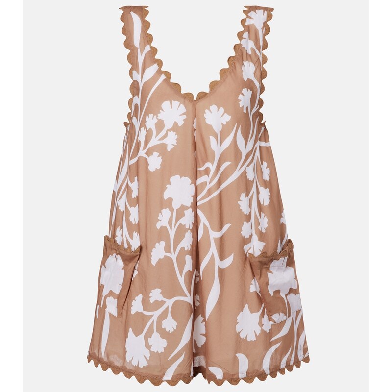 Juliet Dunn Floral scalloped cotton minidress