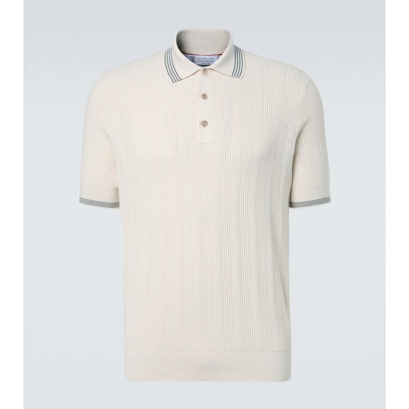 Brunello Cucinelli Ribbed-knit cotton polo shirt